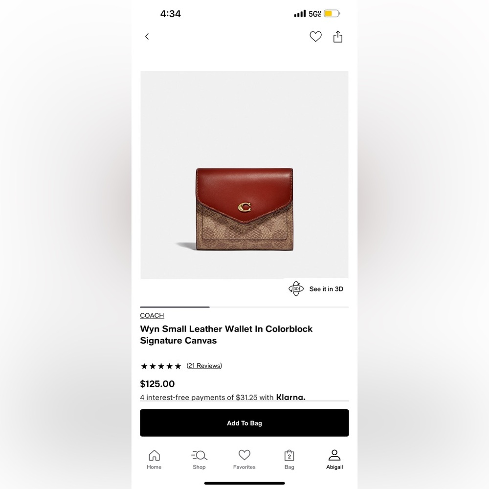 WYN small leather wallet in colorblock signature canvas